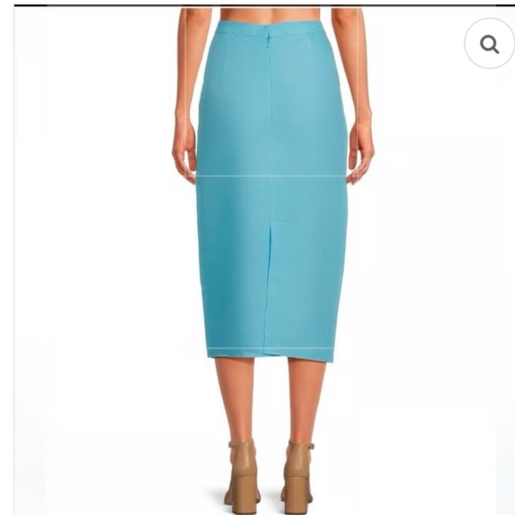 Fanm Mon marion embroidered linen midi pencil skirt blue butterfly Medium M - Picture 2 of 5